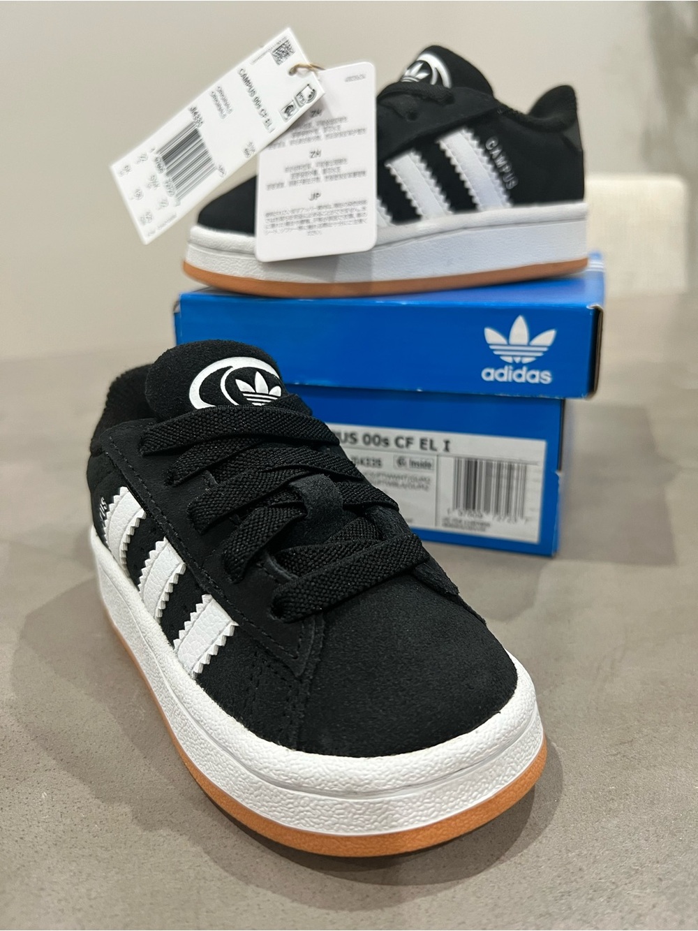 adidas Campus 00s Kids Black White Gum-Soled Sneakers - toddler size 6c